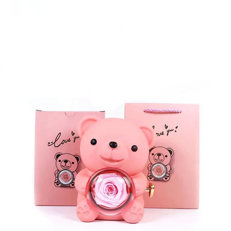 Colorful Rose Bear Rotating Gift Box Exquisite Cute Valentine's Day Christmas Birthday For Girlfriend Beautiful Fashionable New