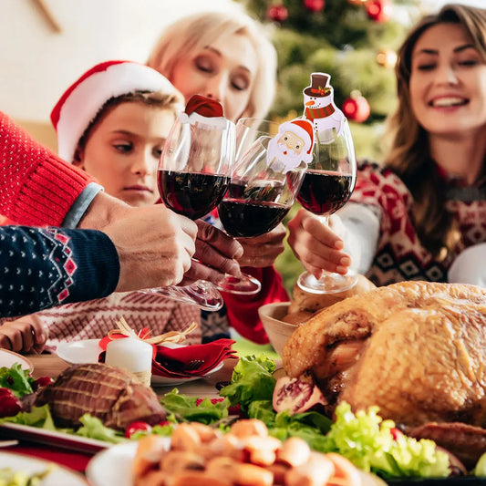 10 Popular Christmas Decorations, Christmas Tree, Snowman, Santa Hat, Santa Table, Wine Glass, Drink Cup Card, Party Decoration