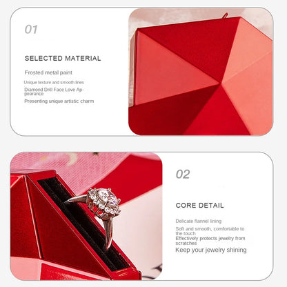 Luxury Heart Shaped Diamond Ring Box Automatic Pop-up Portable Jewelry Box Jewelry Storage Box Proposal Wedding Case For Girl