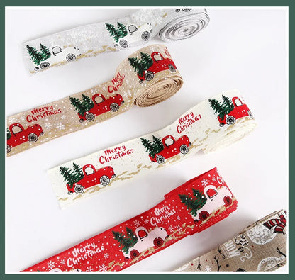 Christmas Ribbon Classic Wrapping Christmas Tree Ribbon Wreath Bows DIY Fabric Swirl Ribbon Burlap Xmas Gift Decoration
