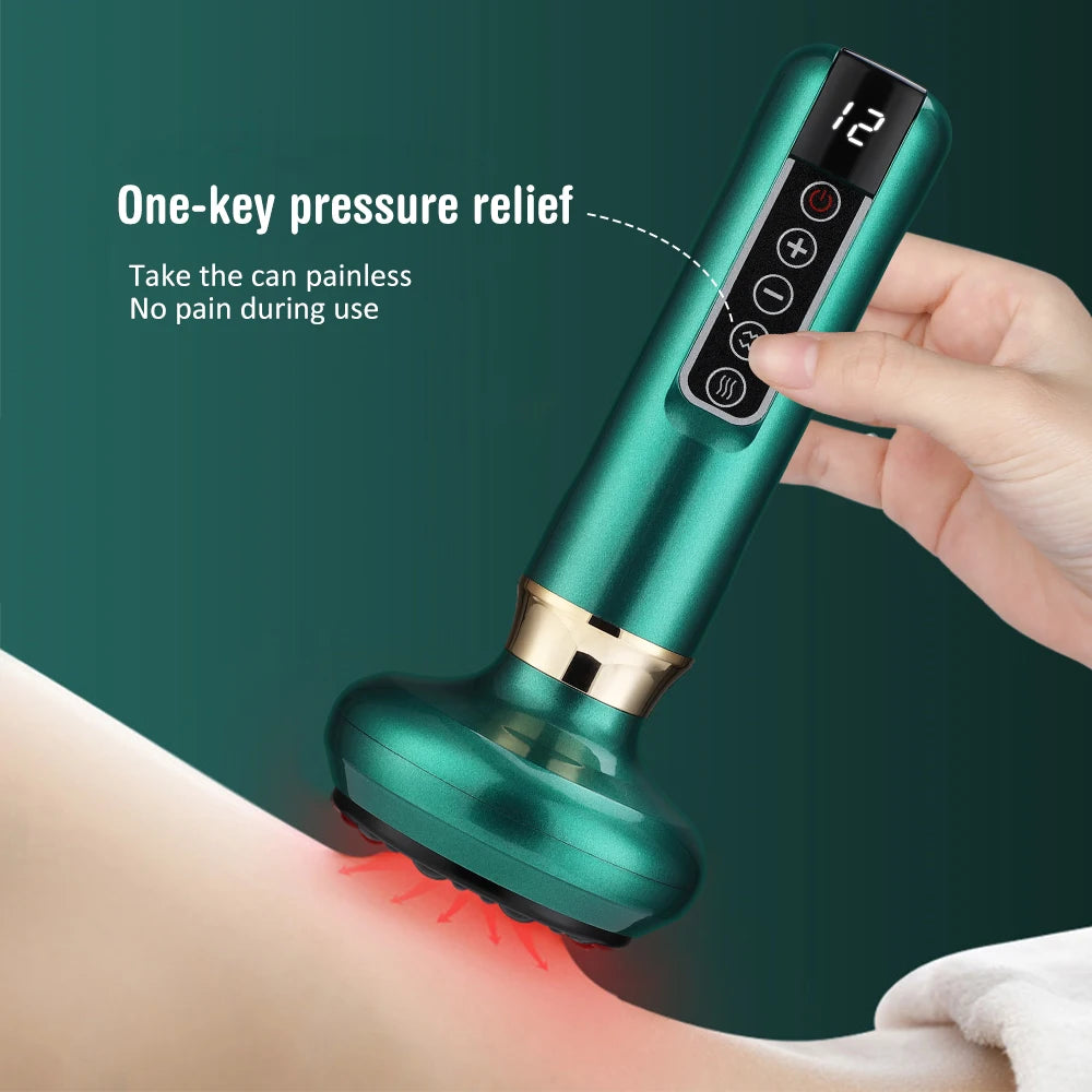 Electric Cupping Heating Massager Vacuum Suction Cup GuaSha Anti Cellulite Beauty Health Scraping Infrared Heat Slimming Massage