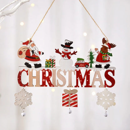 Christmas Wooden Decorations Wall Porch Letter Pendant Snowman Hang Up Creative Decorative Crafts