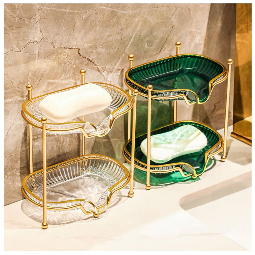 Bathroom Soap Dish Light Luxury Toilet Shower Soap Holder with Drain Water Soap Storage Case Tray Container Bathroom Gadgets