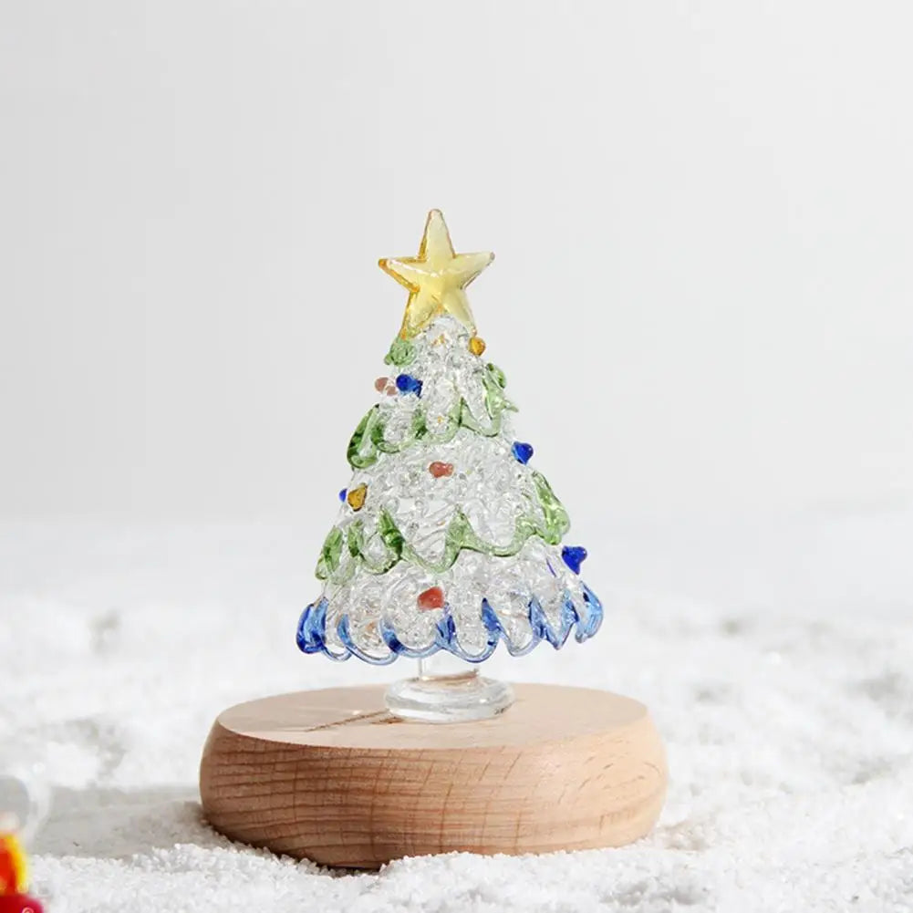 Glass Christmas Tree Ornaments Glass Star Decorations Festive Glass Christmas Tree Figurines for Winter Home Decor Handmade