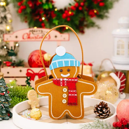 Christmas Gifts Bags Cute Gingerbread Man Storage Bags Chocolate Cookies Candy Handbags For Christmas Birthday Party Decoration