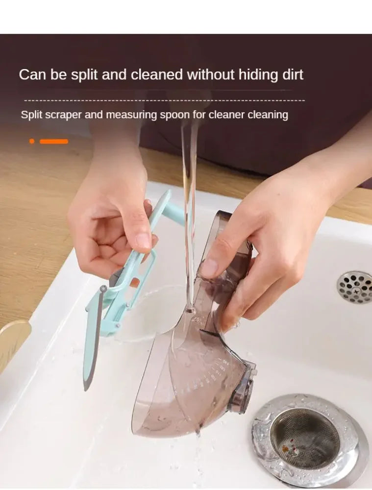 Dog Food Scoop with Measuring Scale, 1/2 Cup Adjustable Pet Food Measuring Cup for Dog Cat, Easy to Clean, Multi-use