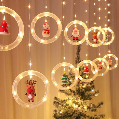 Christmas Decorations LED Curtain String Lights Cute Xmas Tree Santa Claus Pendants Lamp for Home Garden Party New Year Decor