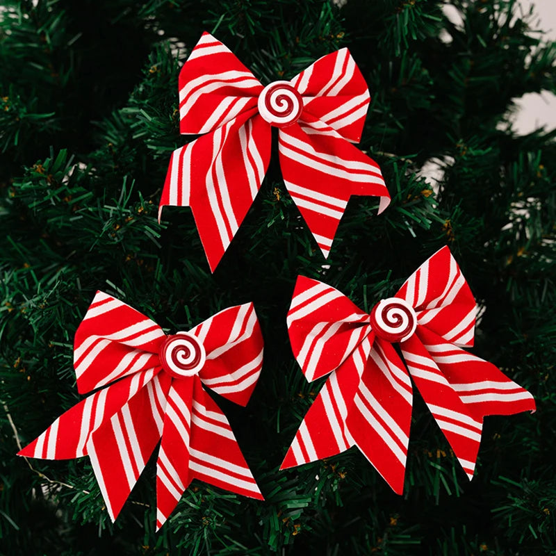 Christmas Bows,Large Wreaths Bows For Tree Gift Wrapping Garland,Christmas Decoration Holiday Crafts Xmas Tree Ribbon Ornaments
