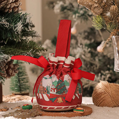 Portable Christmas Gift Bags Canvas Drawstring Candy Bags Christmas Decorations for Home 2024 Navidad Natal Gifts New Year 2025