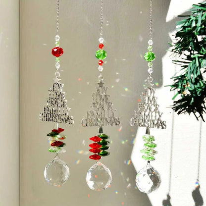Christmas Tree Hanging Ornament Metal Christmas Pendant for Living Room Home DIY Decorations Crystal Catcher Drop Ornaments
