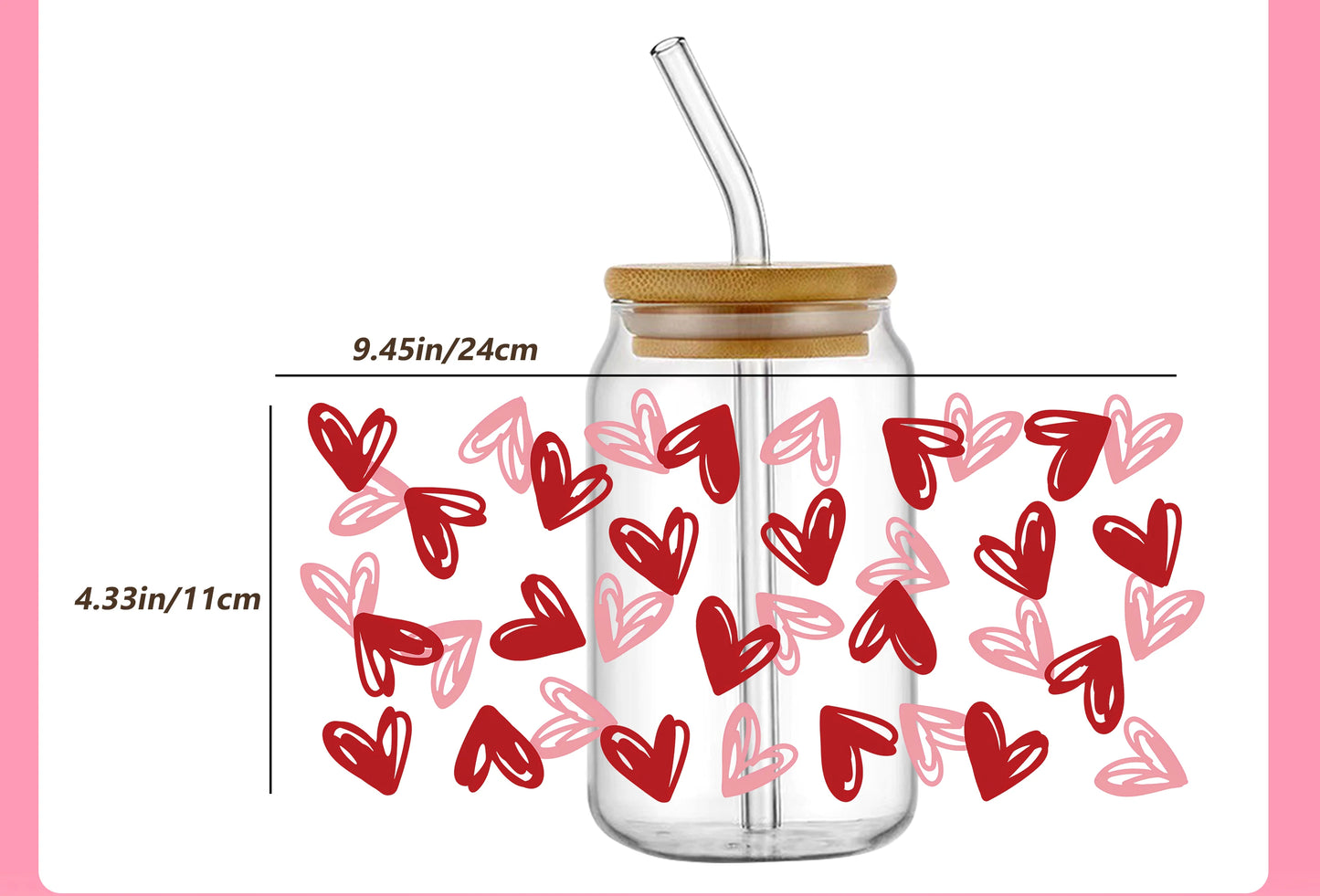 Christmas Design 3D UV DTF Wraps Stickers Cute Wraps .For 16 OZ Glass Libbey Selfadhesive Washable DIY Custom Cups Wrap Stickers