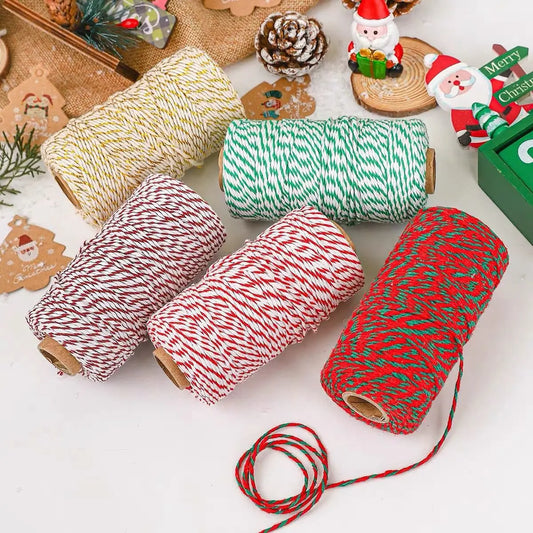 100M Christmas Wrapping String Rope Merry Christmas Decoration Xmas Gift Box Packaging Rope Navidad Natal Noel New Year 2025