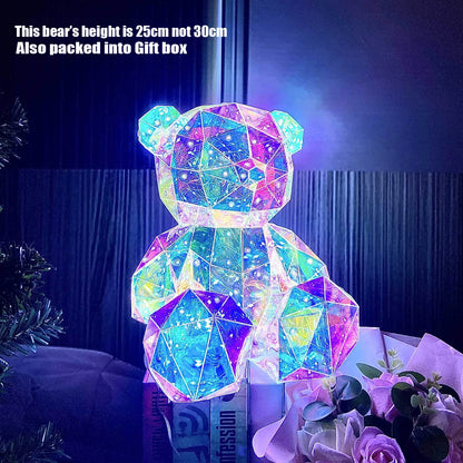 Red Teddy Bear Doll Gift Lamp Colorful Sparkling Romantic Surprise LED gift Light Girls Birthday Valentine's Day Bedroom Decor
