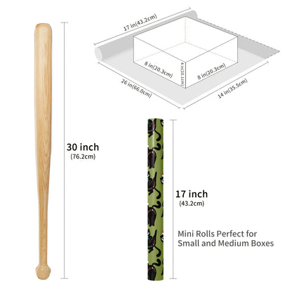 1 Roll Christmas Wrapping Paper Green Background Black Cat Santa Hat 43cm x 500cm for Gift Wrapping Holiday Decor FestiveJoy Use