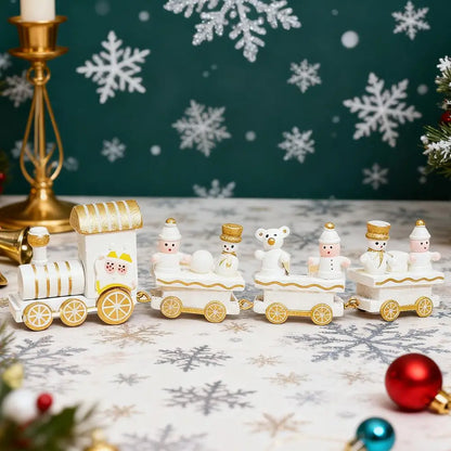 Christmas Wooden Train Merry Christmas Decorations For Home Cristmas Party Ornament Xmas Navidad Noel Gifts Happy New Year