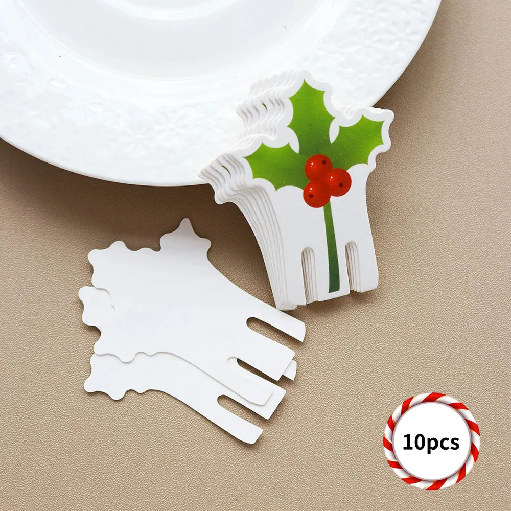 10 Popular Christmas Decorations, Christmas Tree, Snowman, Santa Hat, Santa Table, Wine Glass, Drink Cup Card, Party Decoration