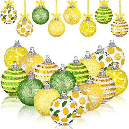 16 Pcs Summer Lemon Hanging Ornaments Christmas Fruit Hanging Ornaments Summer Tree Decorations Summer Lemon Ball Hanging Decorations for Summer Holiday Party