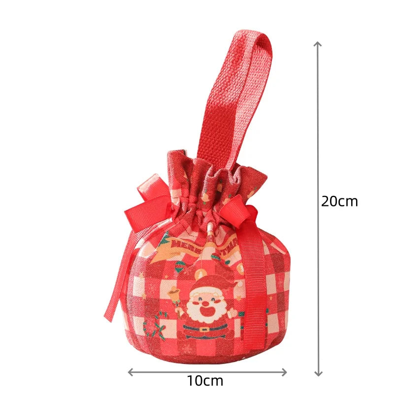 Portable Christmas Gift Bags Canvas Drawstring Candy Bags Christmas Decorations for Home 2024 Navidad Natal Gifts New Year 2025