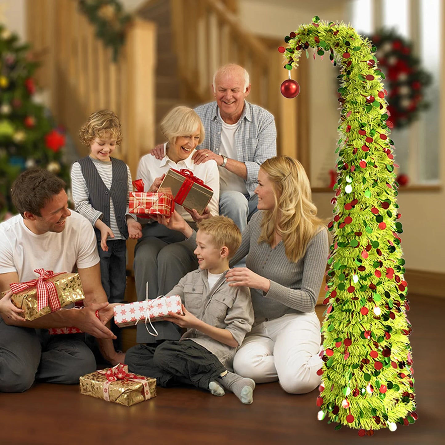 Christmas Tree Festival Ornament Faux Foldable Christmas Tree Christmas Decoration for Winter Holiday Season Xmas Party Decor