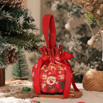 Portable Christmas Gift Bags Canvas Drawstring Candy Bags Christmas Decorations for Home 2024 Navidad Natal Gifts New Year 2025