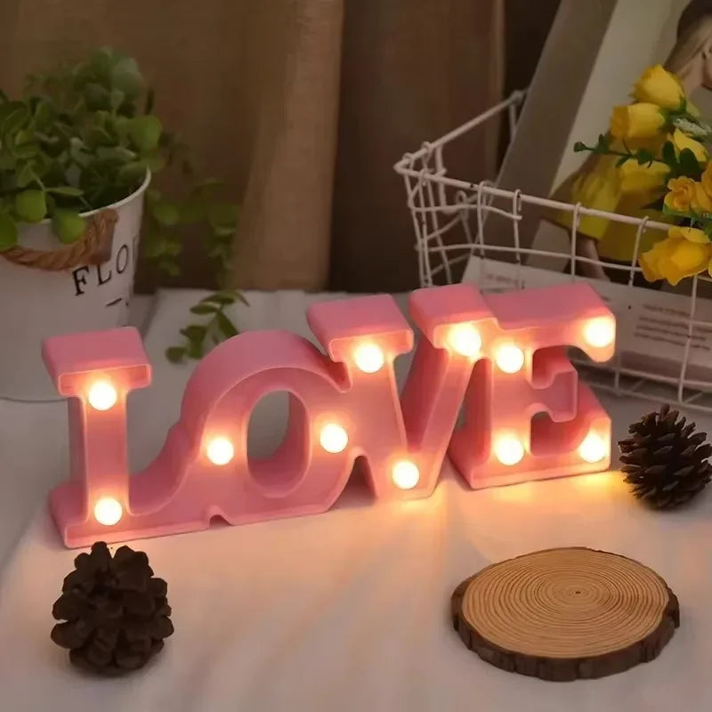 Valentines Day Love Symbol LED Glowing Sign Wedding Table Decoration Party Decor Romantic Anniversary Celebration Event Lighting