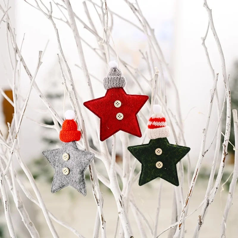 Christmas Ornaments Red Star Christmas Tree Pendant Xmas DIY New Year 2023 Party Gifts Noel Supply Navidad 2022 Home Decor