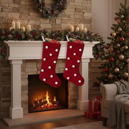 Christmas Decorations Bows Christmas Socks Candy Gift Bags Festive Christmas Atmosphere Home Hanging Ornaments
