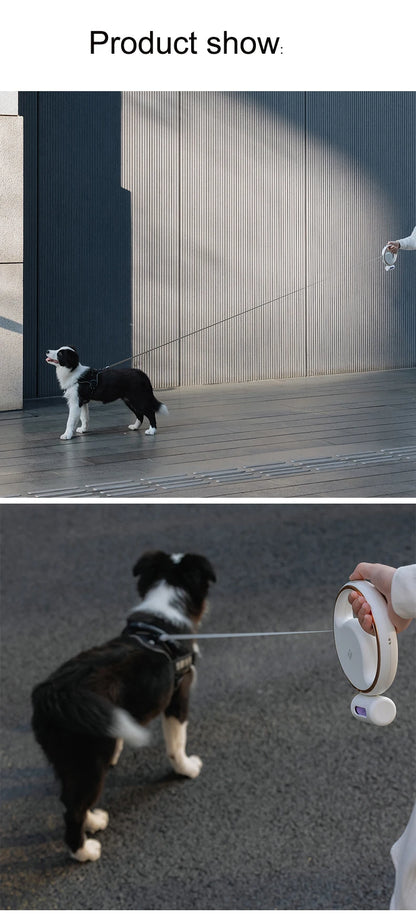 Youpin Portable Retractable Dog Leash Ring 3M With Garbage Bag Box Highlight Lighting Puppy Traction Rope Pet Collar LED Light