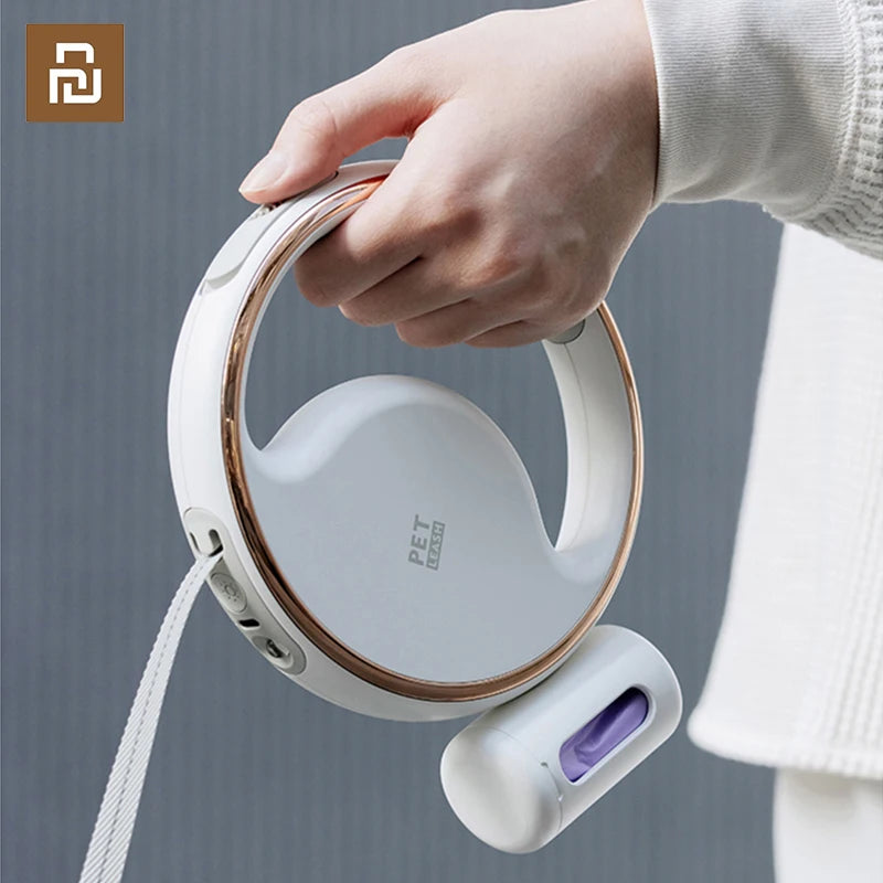 Youpin Portable Retractable Dog Leash Ring 3M With Garbage Bag Box Highlight Lighting Puppy Traction Rope Pet Collar LED Light