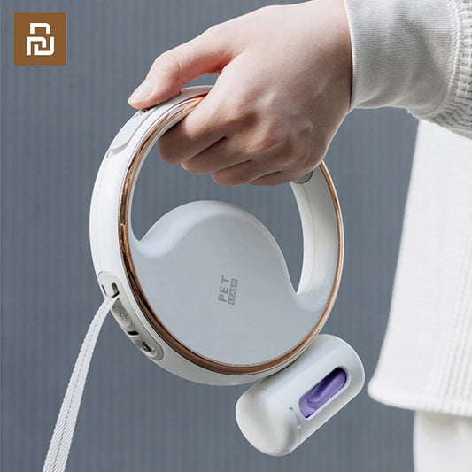 Youpin Portable Retractable Dog Leash Ring 3M With Garbage Bag Box Highlight Lighting Puppy Traction Rope Pet Collar LED Light