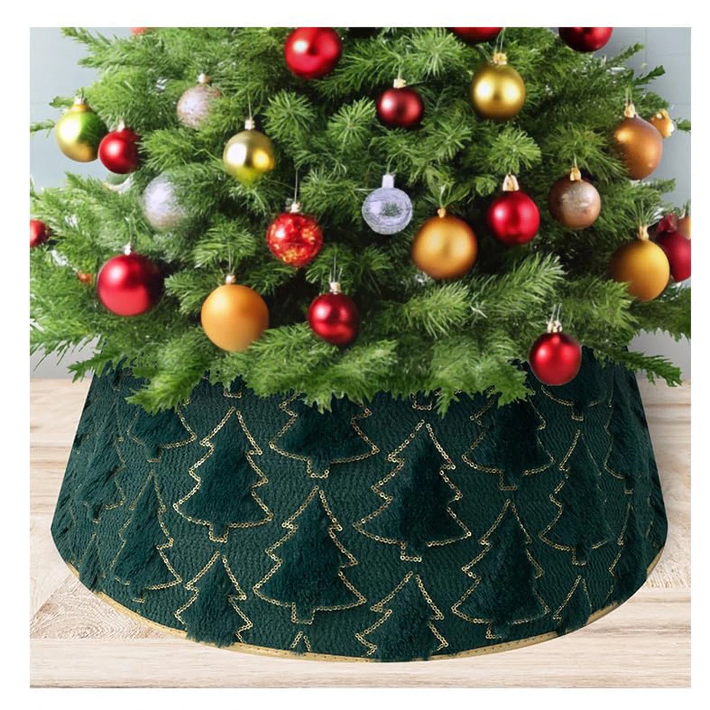 Christmas Tree Skirt Merry Christmas Tree Skirt Collar Christmas Holiday Indoor Decoration Gift Decorative Tree Bottom Cover