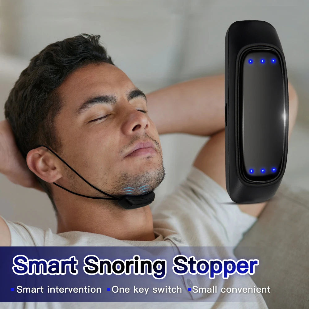 EMS Pulse Stop Snore Portable Comfortable Sleep Well Stop Snore Health Care Sleep Apnea Aid USB Smart Anti Snoring Device