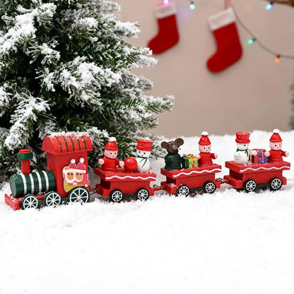Christmas Wooden Train Merry Christmas Decorations For Home Cristmas Party Ornament Xmas Navidad Noel Gifts Happy New Year