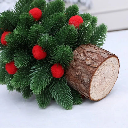 Tower Shaped Christmas Tree Ornaments Lifelike Reusable Mini Christmas Tree Wooden Base Christmas Decorations
