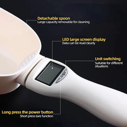 Pet Food Measuring Scoop LCD Electronic Precision Weighing Tool Dog Cat Food Spoon Scale Kitchen Food Scale With LED Display ﻿