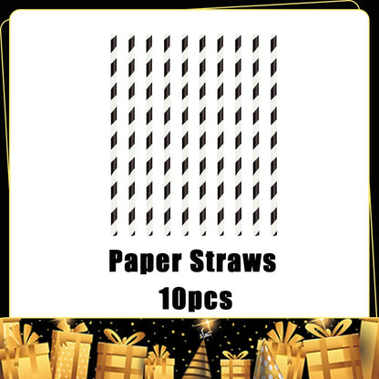 2026  Happy New Year Eve Party Decorations Black And Gold Disposable Tableware 2026 Number Balloons Family Gathering Backdrop