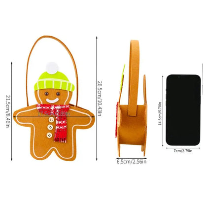 Christmas Gifts Bags Cute Gingerbread Man Storage Bags Chocolate Cookies Candy Handbags For Christmas Birthday Party Decoration