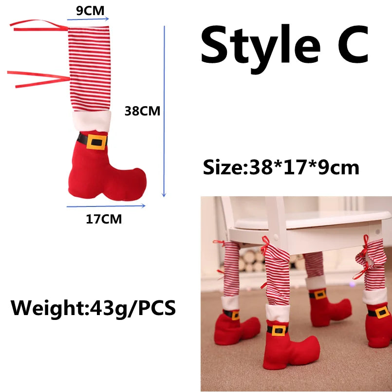8/4PCS Creative Christmas Table Foot Socks Chair Leg Covers Floor Protectors Cloth Furniture Feet Sleeve Christmas Supplies DIY