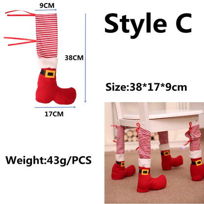 8/4PCS Creative Christmas Table Foot Socks Chair Leg Covers Floor Protectors Cloth Furniture Feet Sleeve Christmas Supplies DIY