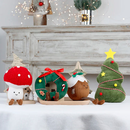 Christmas Decorations Christmas Tree Wreath Cake Wreath Shaped Plush Doll Ornament Holiday Decoration Home Decor for Christmas