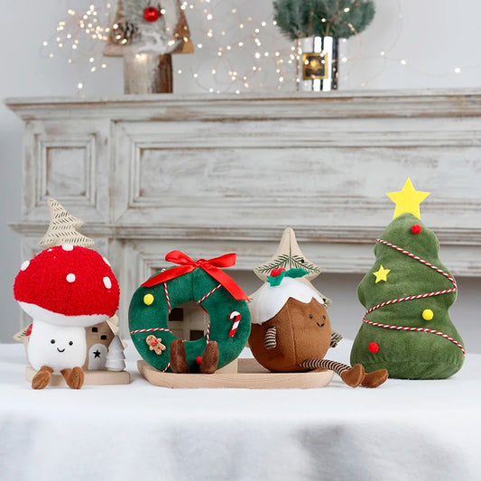 Christmas Decorations Christmas Tree Wreath Cake Wreath Shaped Plush Doll Ornament Holiday Decoration Home Decor for Christmas