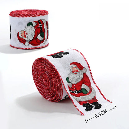 Christmas Ribbon Classic Wrapping Christmas Tree Ribbon Wreath Bows DIY Fabric Swirl Ribbon Burlap Xmas Gift Decoration
