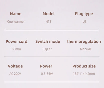 220V Cup Heater Coffee Mug Cup Mat Warmer Heating Pad for Home Office Milk Tea Coffee Heater Auto-off For Friends Gift