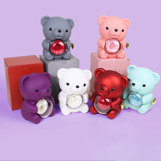 Colorful Rose Bear Rotating Gift Box Exquisite Cute Valentine's Day Christmas Birthday For Girlfriend Beautiful Fashionable New