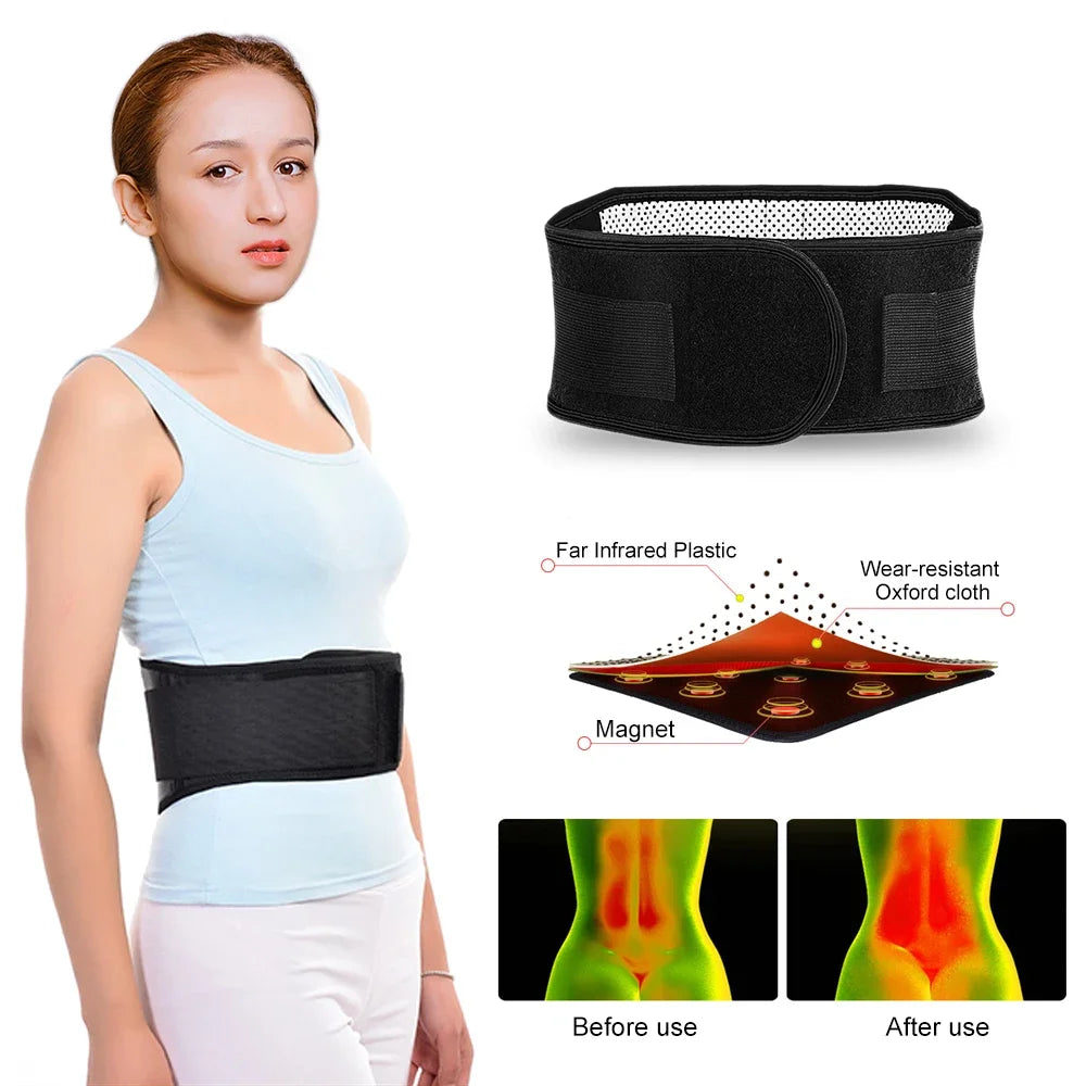 Thermal Magnetic Kidney Belt, Tourmaline Self-Heating Waist Brace - Pain Relief for Sciatica & Lower Back, Improve Kidney Health