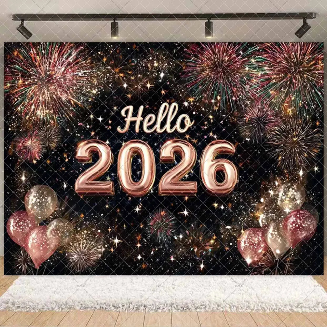 2026  Happy New Year Eve Party Decorations Black And Gold Disposable Tableware 2026 Number Balloons Family Gathering Backdrop