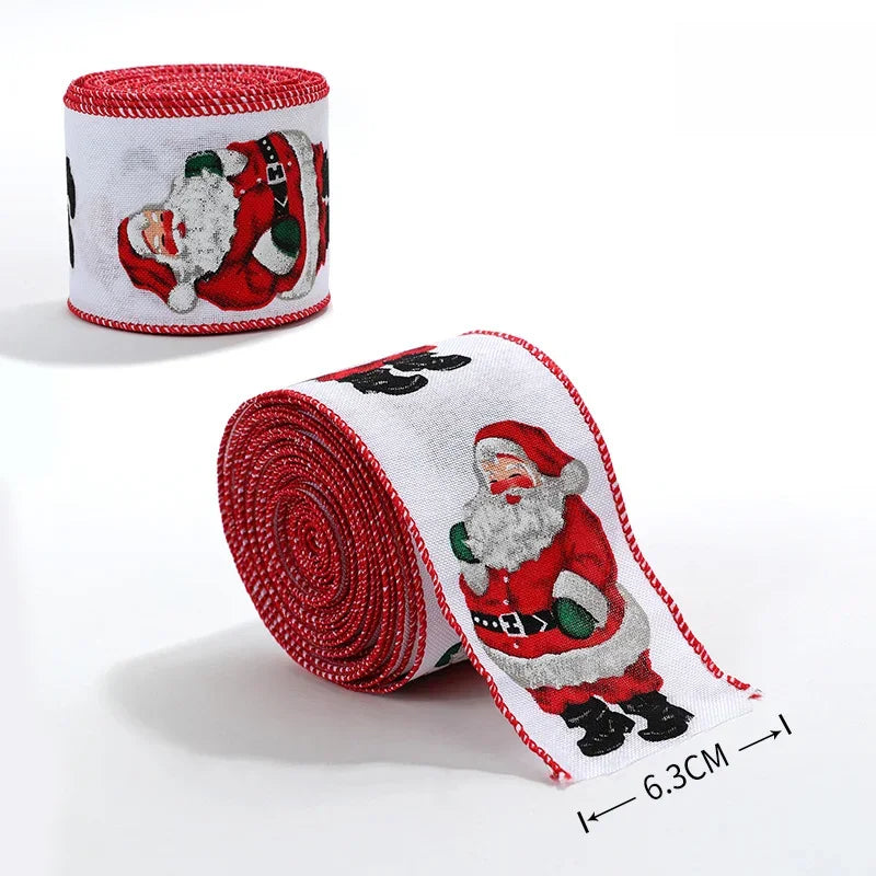 Christmas Ribbon Classic Wrapping Christmas Tree Ribbon Wreath Bows DIY Fabric Swirl Ribbon Burlap Xmas Gift Decoration