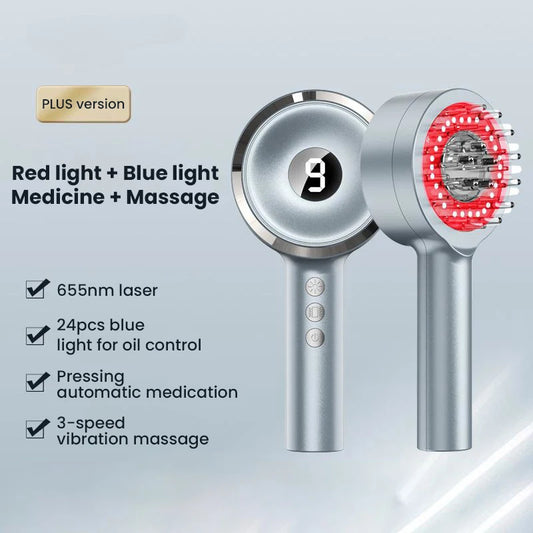 Hair Growth Comb Scalp Care Massage Comb Red Blue Light Laser Medicine Health Essence Introduced Into Hair Growth Instrument