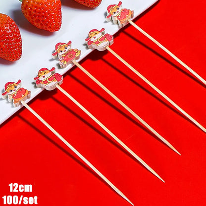 Christmas And New Year Disposable Fruit Sticks Fruit Forks Creative Art Toothpicks (100 Sticks Per Pack)