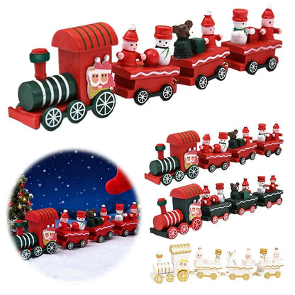 Christmas Wooden Train Merry Christmas Decorations For Home Cristmas Party Ornament Xmas Navidad Noel Gifts Happy New Year